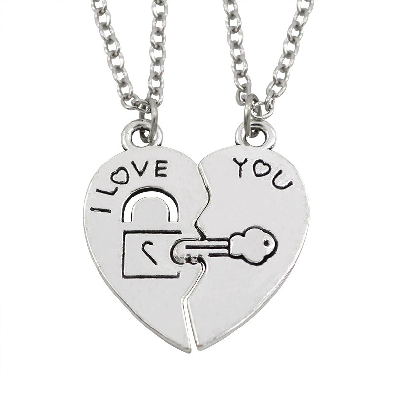 Romantic Best Friends Honey Love Couple Pendant Necklace 2 Pcs/Set Rainbow Broken Heart Good Friends Friendship Jewelry Gift XL--112