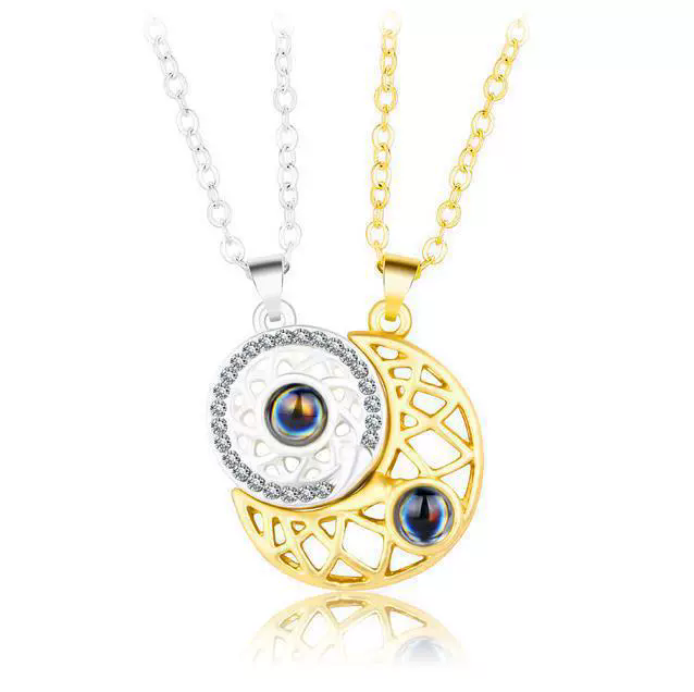 Sun Moon Phase Chain Necklace Men Ladies Couple Silver Pop Party Fashion Jewelry Signature Gift Simple Charm A-1587