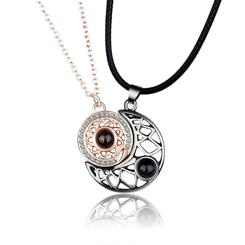 Sun Moon Phase Chain Necklace Men Ladies Couple Silver Pop Party Fashion Jewelry Signature Gift Simple Charm A-1587