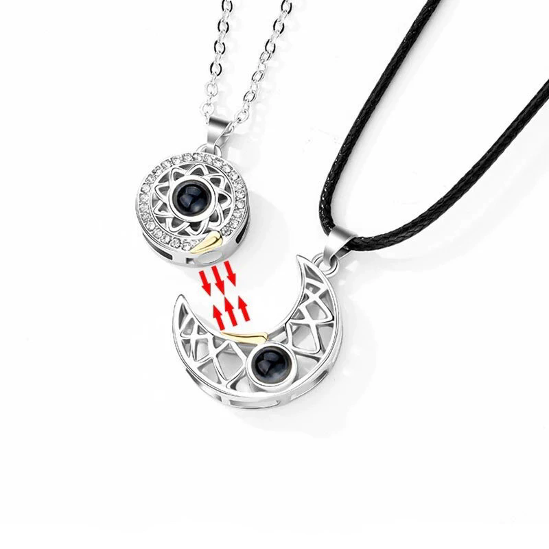 Sun Moon Phase Chain Necklace Men Ladies Couple Silver Pop Party Fashion Jewelry Signature Gift Simple Charm A-1587