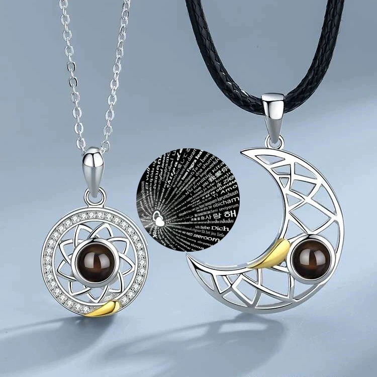 Sun Moon Phase Chain Necklace Men Ladies Couple Silver Pop Party Fashion Jewelry Signature Gift Simple Charm A-1587