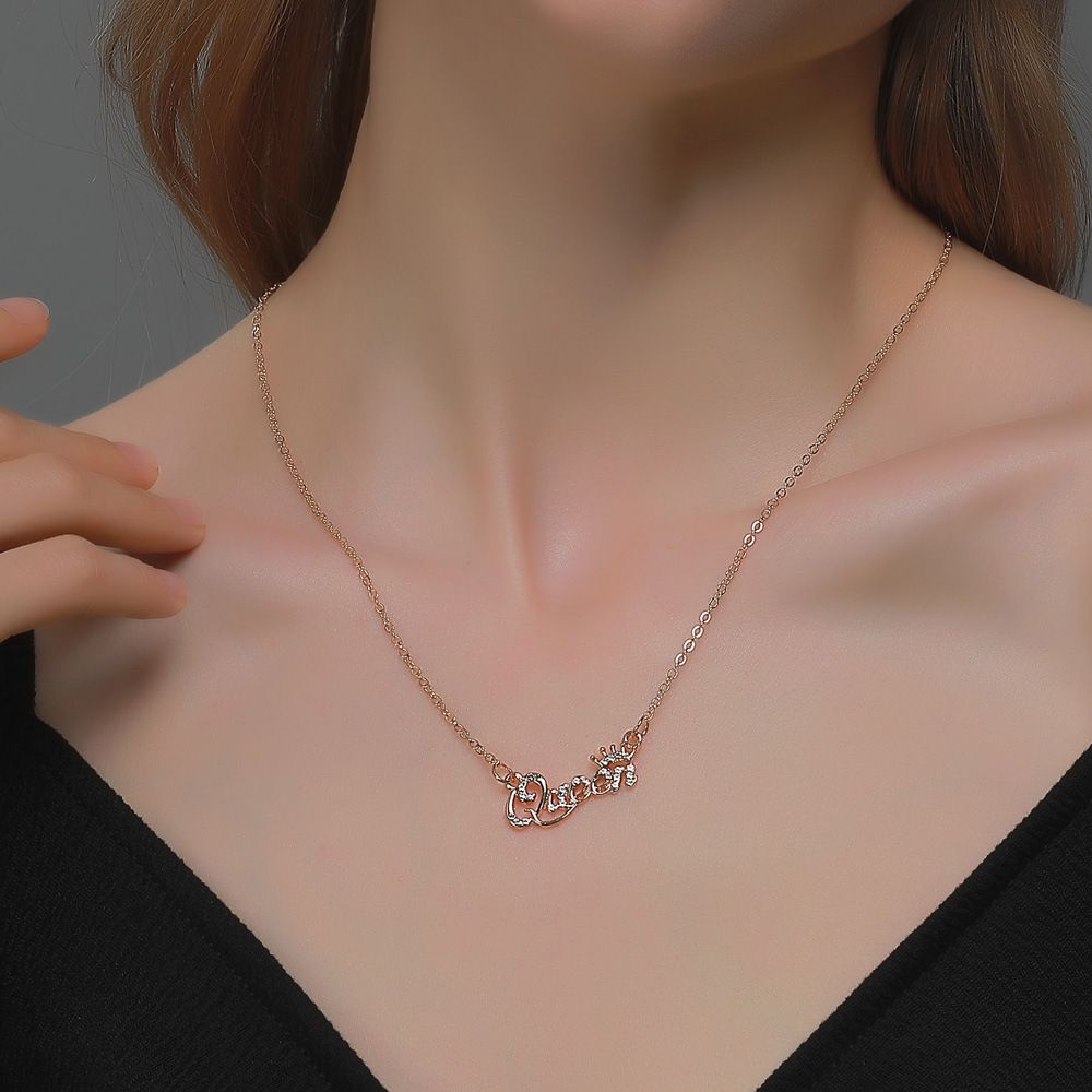 New Fashion Luxury Gold-Color Queen Crown Chain Necklace Alloy Women Jewelry Birthday Present Gifts XL-44