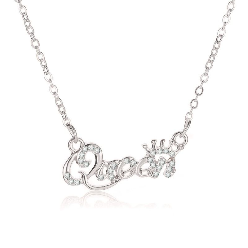 New Fashion Luxury Gold-Color Queen Crown Chain Necklace Alloy Women Jewelry Birthday Present Gifts XL-44