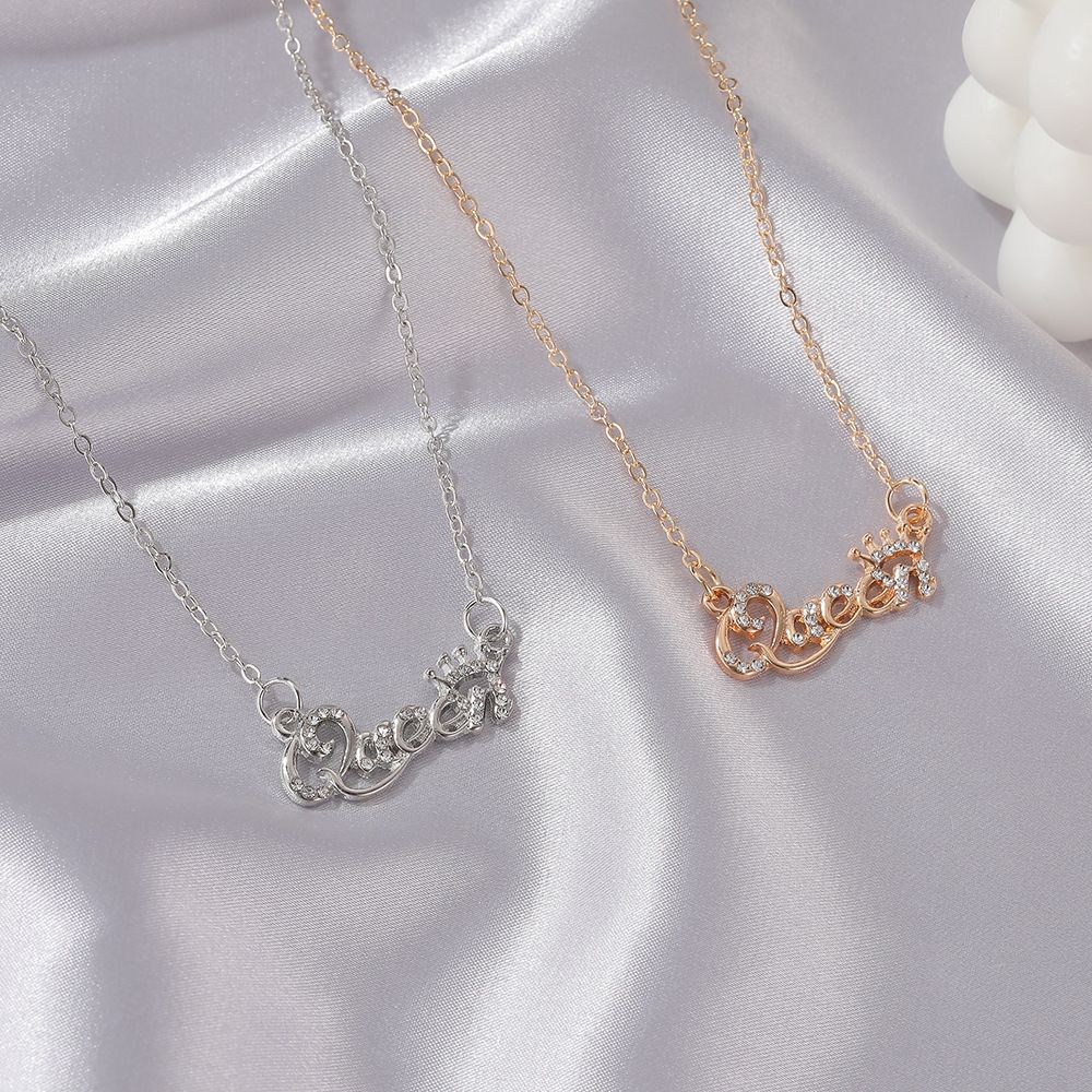 New Fashion Luxury Gold-Color Queen Crown Chain Necklace Alloy Women Jewelry Birthday Present Gifts XL-44