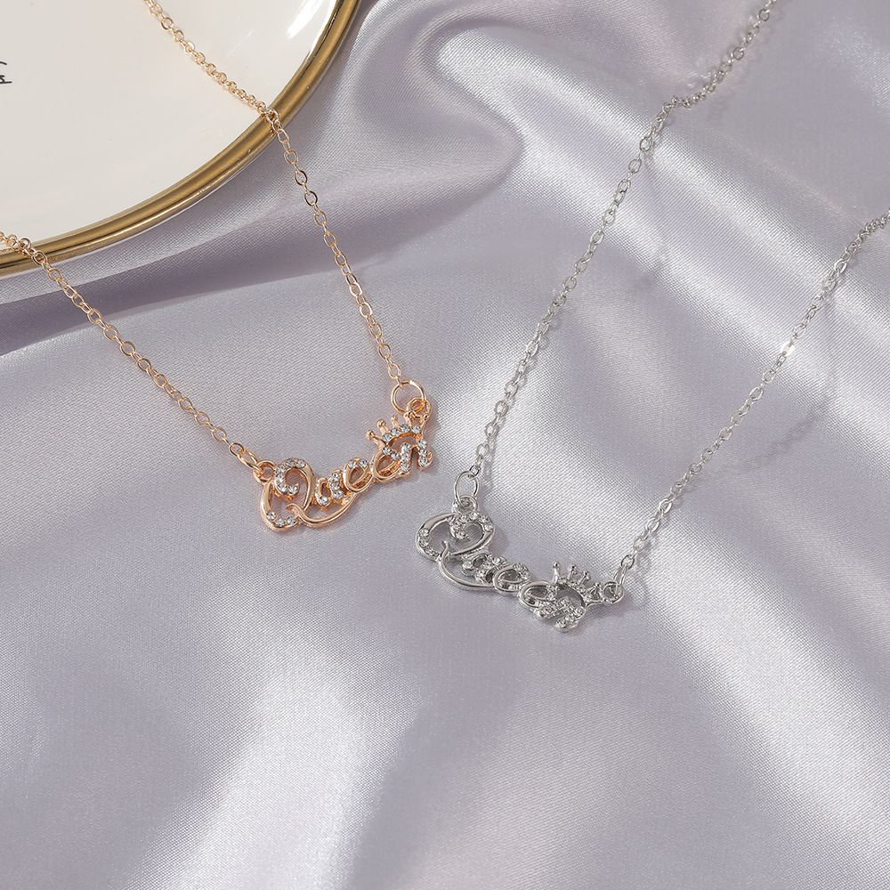 New Fashion Luxury Gold-Color Queen Crown Chain Necklace Alloy Women Jewelry Birthday Present Gifts XL-44