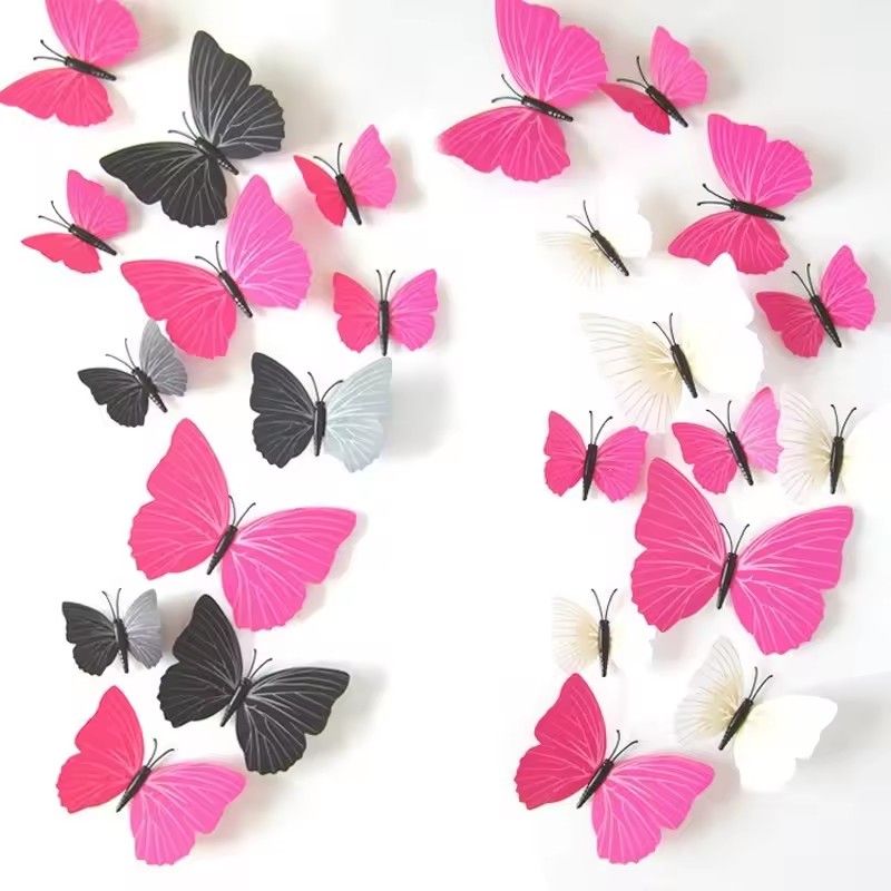 12pcs/Set Colorful 3D Butterflies Wall Sticker Beautiful Butterfly Sticker with Magnet for Kid Room Wall Decals Home Decoration E-939