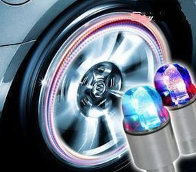 2 Pcs Car Wheel LED Light bicycle Colorful  nozzle lamp Bike Light Tire Valve Cap Decorative  E-589-1
