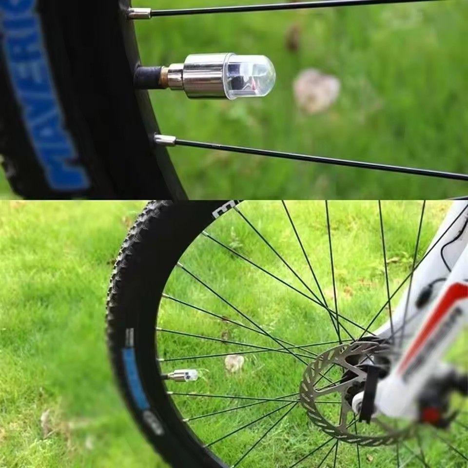 2 Pcs Car Wheel LED Light bicycle Colorful  nozzle lamp Bike Light Tire Valve Cap Decorative  E-589-1