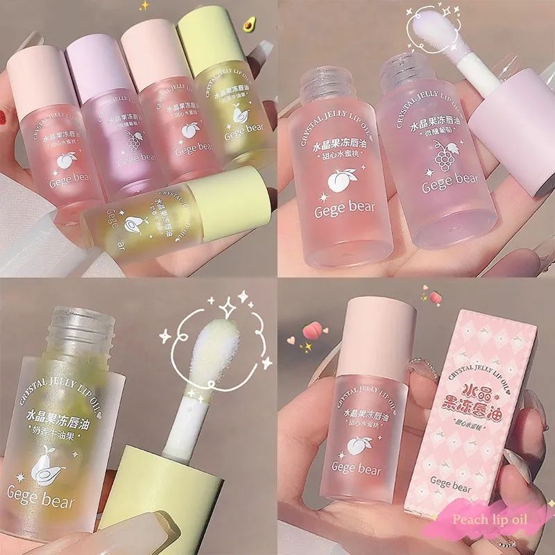 Crystal Jelly Lip Oil Hydrating Plumping Lip Gloss Coat For Cute Makeup Lipsticks Tinted Clear Serum Fruit Lip Balm Cosmetics T-87