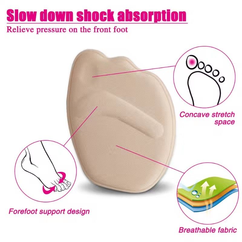 2 pairs Women High Heel Forefoot Pad for Massaging Toe Pad Shoes Insert Half Insoles Plantar Fasciitis Pain Relief Comfortable Foot Care B2-75-2