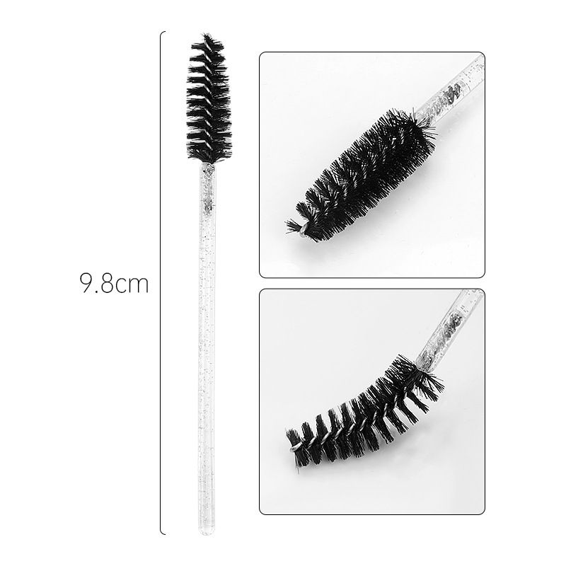 50Pcs Disposable Micro Glitter Eyelash Mascara Wands Mini Crystal Eye Lashes Brush Comb Eyebrow Spoolies Makeup Beauty Tools E-920