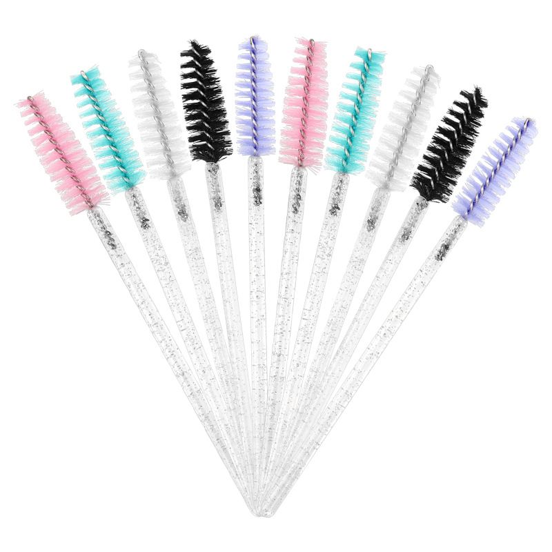50Pcs Disposable Micro Glitter Eyelash Mascara Wands Mini Crystal Eye Lashes Brush Comb Eyebrow Spoolies Makeup Beauty Tools E-920