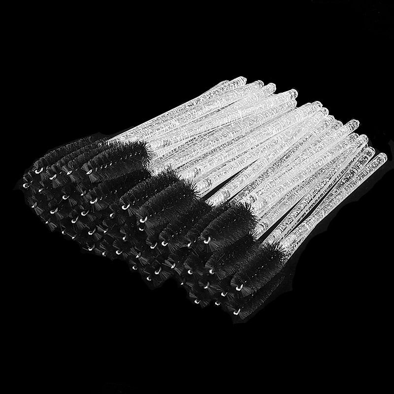 50Pcs Disposable Micro Glitter Eyelash Mascara Wands Mini Crystal Eye Lashes Brush Comb Eyebrow Spoolies Makeup Beauty Tools E-920