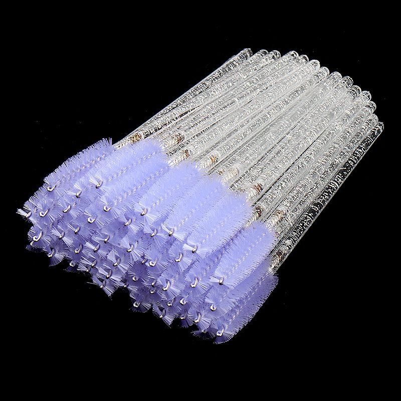 50Pcs Disposable Micro Glitter Eyelash Mascara Wands Mini Crystal Eye Lashes Brush Comb Eyebrow Spoolies Makeup Beauty Tools E-920