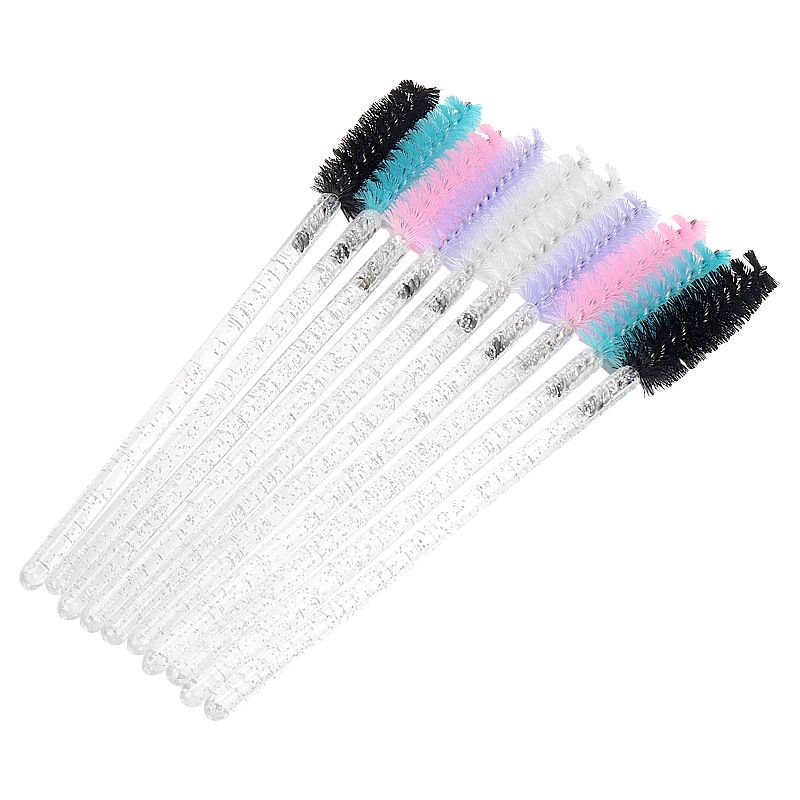 50Pcs Disposable Micro Glitter Eyelash Mascara Wands Mini Crystal Eye Lashes Brush Comb Eyebrow Spoolies Makeup Beauty Tools E-920
