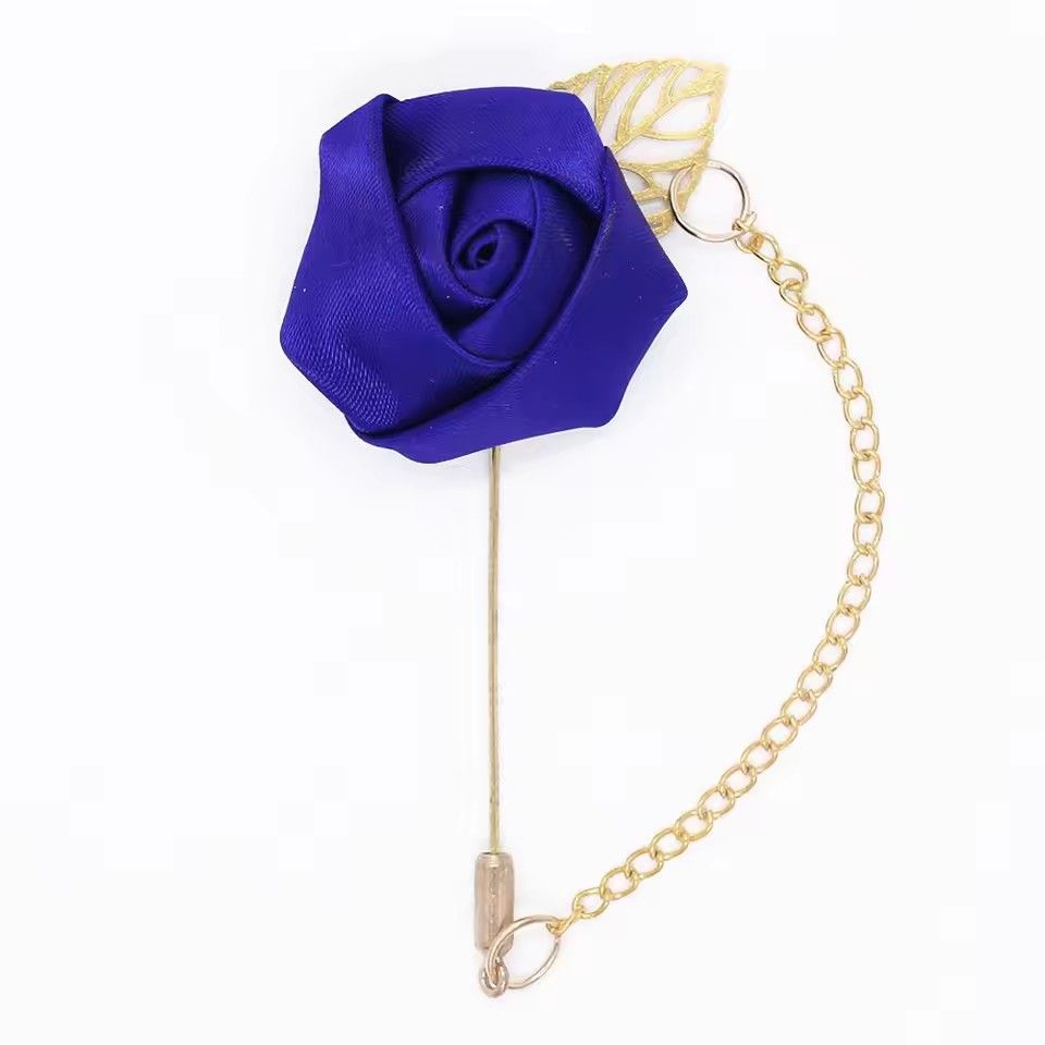 Rose Boutonniere Corsage Wedding Boutonniere Pin for Men Women Silk Buttonhole Groomsmen Party Prom Suit Accessories Brooches A-1164