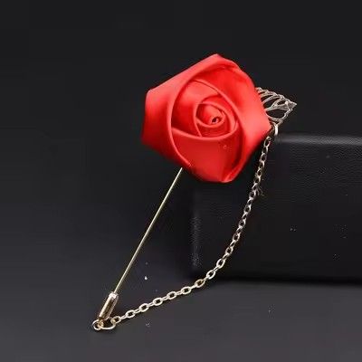 Rose Boutonniere Corsage Wedding Boutonniere Pin for Men Women Silk Buttonhole Groomsmen Party Prom Suit Accessories Brooches A-1164