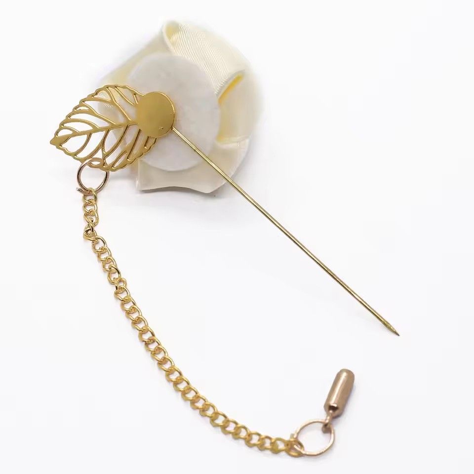 Rose Boutonniere Corsage Wedding Boutonniere Pin for Men Women Silk Buttonhole Groomsmen Party Prom Suit Accessories Brooches A-1164