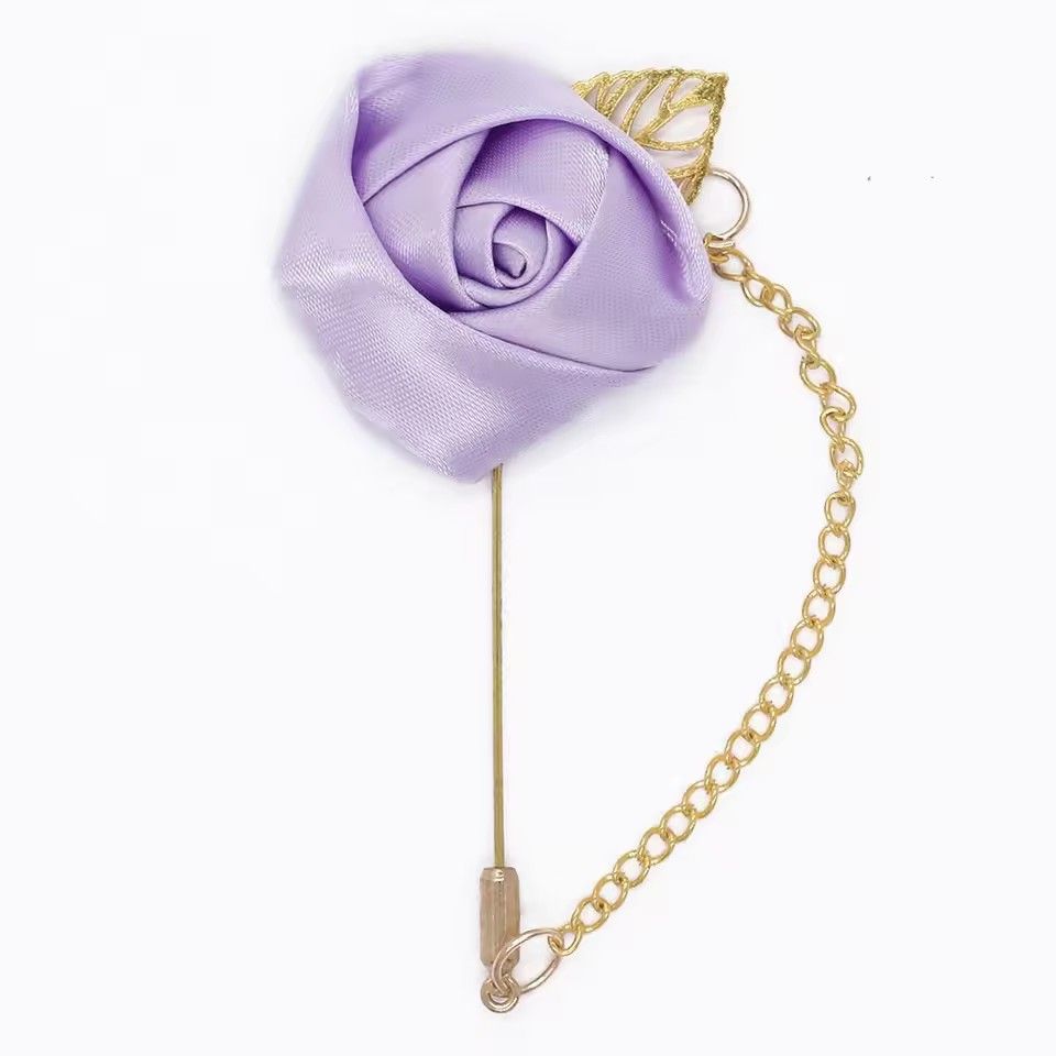 Rose Boutonniere Corsage Wedding Boutonniere Pin for Men Women Silk Buttonhole Groomsmen Party Prom Suit Accessories Brooches A-1164