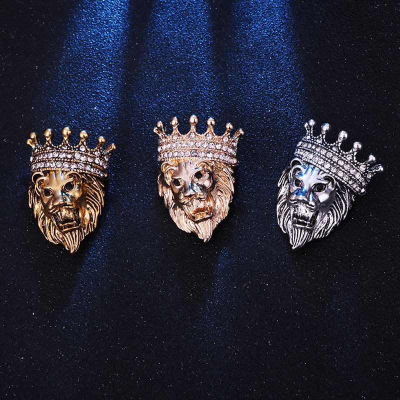 Crystal Brooches For Men And Women Vintage Lion And Shirt Crown Brooches Jewelry Accessories A-1986