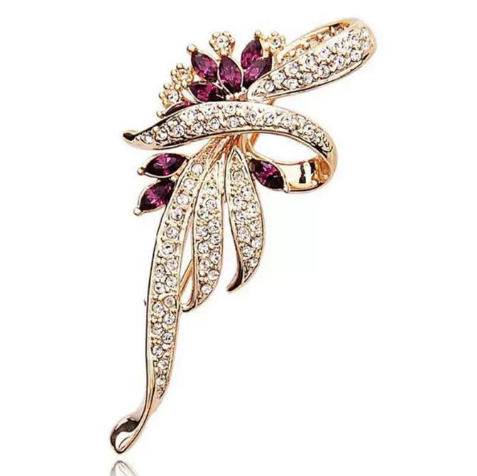 Fashion Crystal Brooch Elegant Bauhinia Brooches Lapel Pin Rhinestone Brooches Wedding Corsage Women Jewelry  A-1578