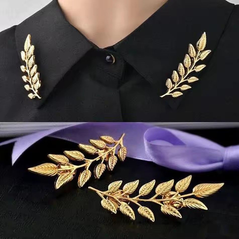 Unisex Simple Brooch Chic Leaf shape shirt sweater Collar Lapel Pin clothing accessories brooch jewelry A-27