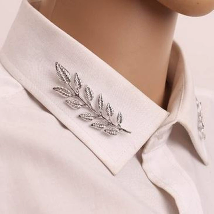 Unisex Simple Brooch Chic Leaf shape shirt sweater Collar Lapel Pin clothing accessories brooch jewelry A-27