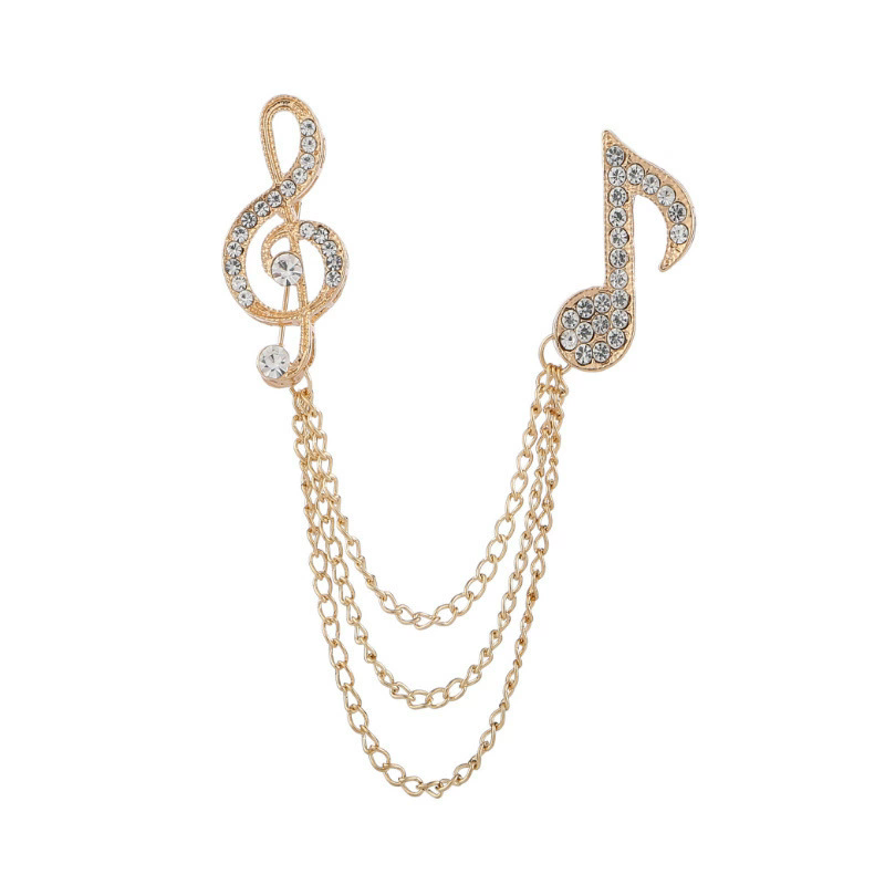 Luxury Crystal Musical Note Brooches Clothing & Accessories Coat Suit Scarves Shawl Badges Lapel Pin Music Teacher Gifts for Men A-911