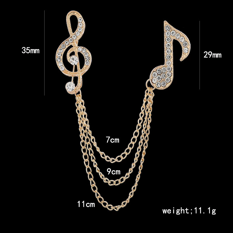 Luxury Crystal Musical Note Brooches Clothing & Accessories Coat Suit Scarves Shawl Badges Lapel Pin Music Teacher Gifts for Men A-911
