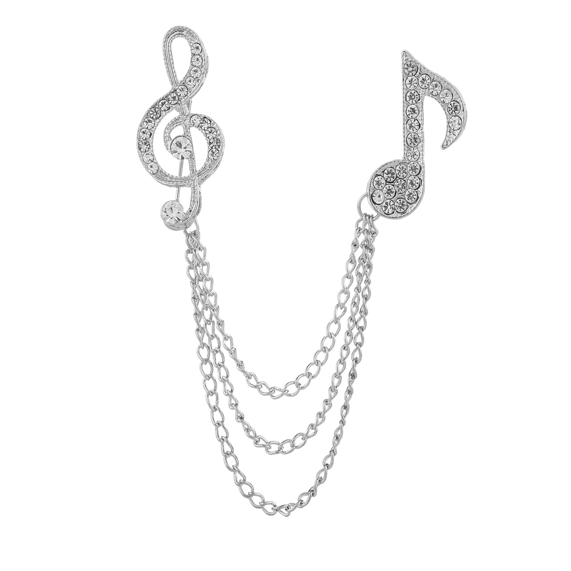 Luxury Crystal Musical Note Brooches Clothing & Accessories Coat Suit Scarves Shawl Badges Lapel Pin Music Teacher Gifts for Men A-911