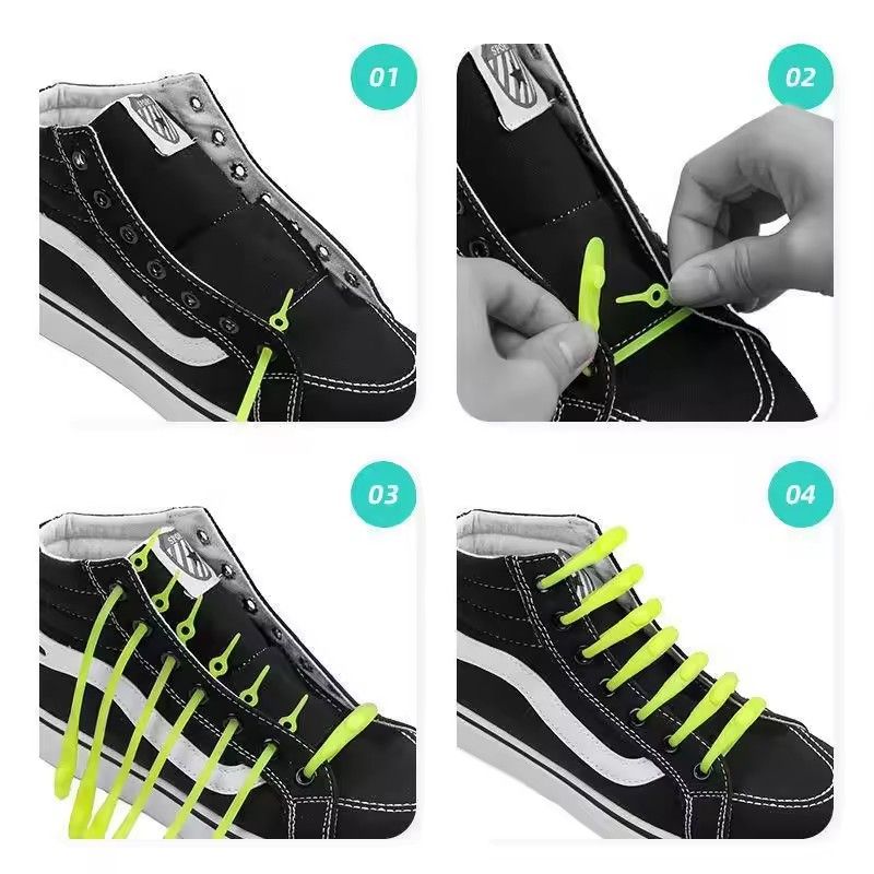 12pcs Silicone Shoelaces Round Elastic Shoe Laces Safty No Tie Shoelace For Men Women children All Sneakers Fit Strap Shoe Laces E-1218