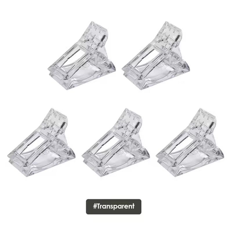 5Pcs Professional Nail Art Transparent Crystal Clip FakeNail Clip Gel Quick Fingernail Extension UV Assistant Nail Accessories E-795