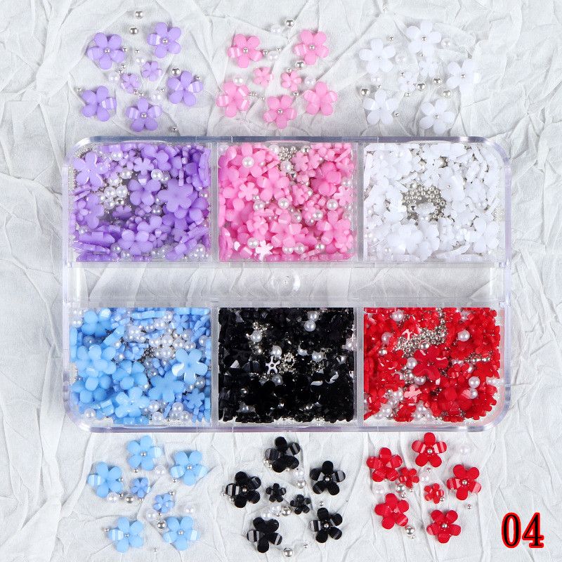 3D Flower Petal Nail Art Decoration Beads Mixed Size Rhinestones Gems DIY Charms Nail Design 7 Styles B2-794
