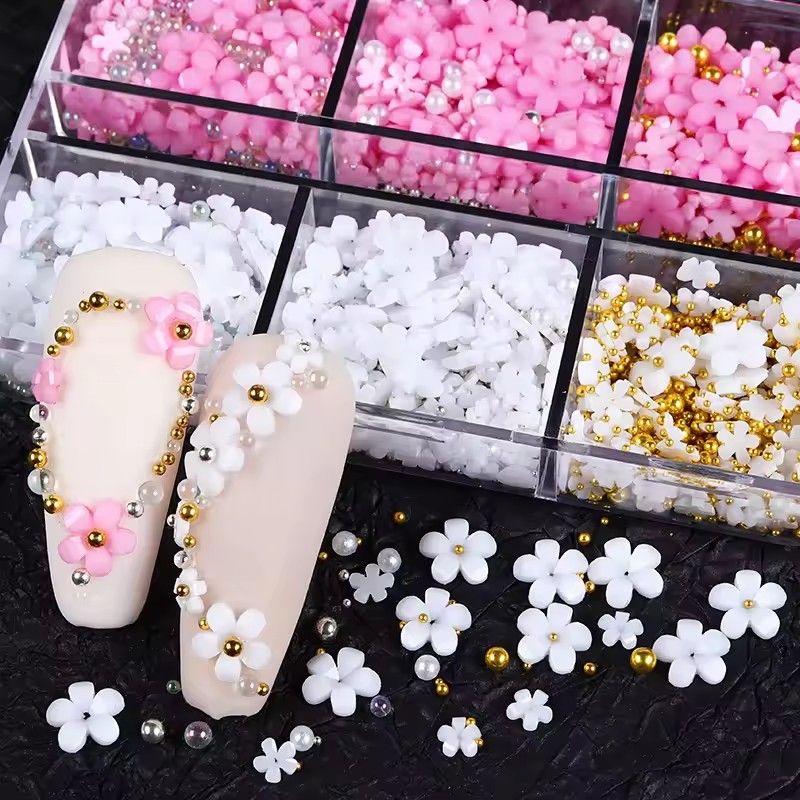 3D Flower Petal Nail Art Decoration Beads Mixed Size Rhinestones Gems DIY Charms Nail Design 7 Styles B2-794