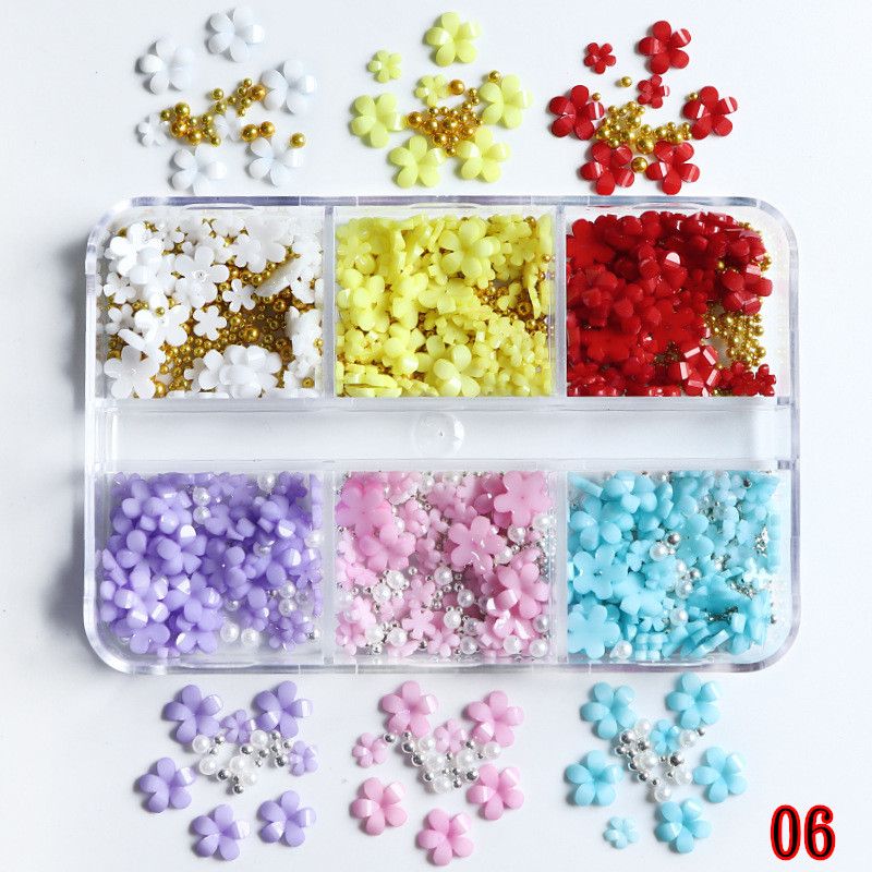 3D Flower Petal Nail Art Decoration Beads Mixed Size Rhinestones Gems DIY Charms Nail Design 7 Styles B2-794