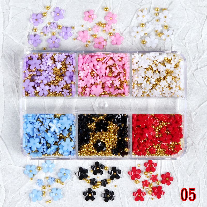 3D Flower Petal Nail Art Decoration Beads Mixed Size Rhinestones Gems DIY Charms Nail Design 7 Styles B2-794