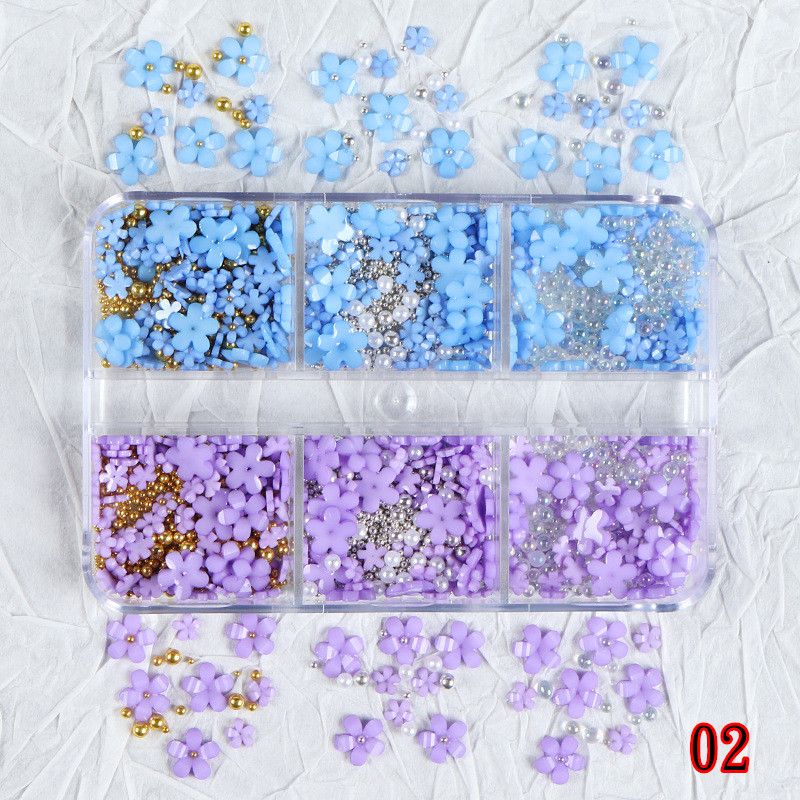 3D Flower Petal Nail Art Decoration Beads Mixed Size Rhinestones Gems DIY Charms Nail Design 7 Styles B2-794