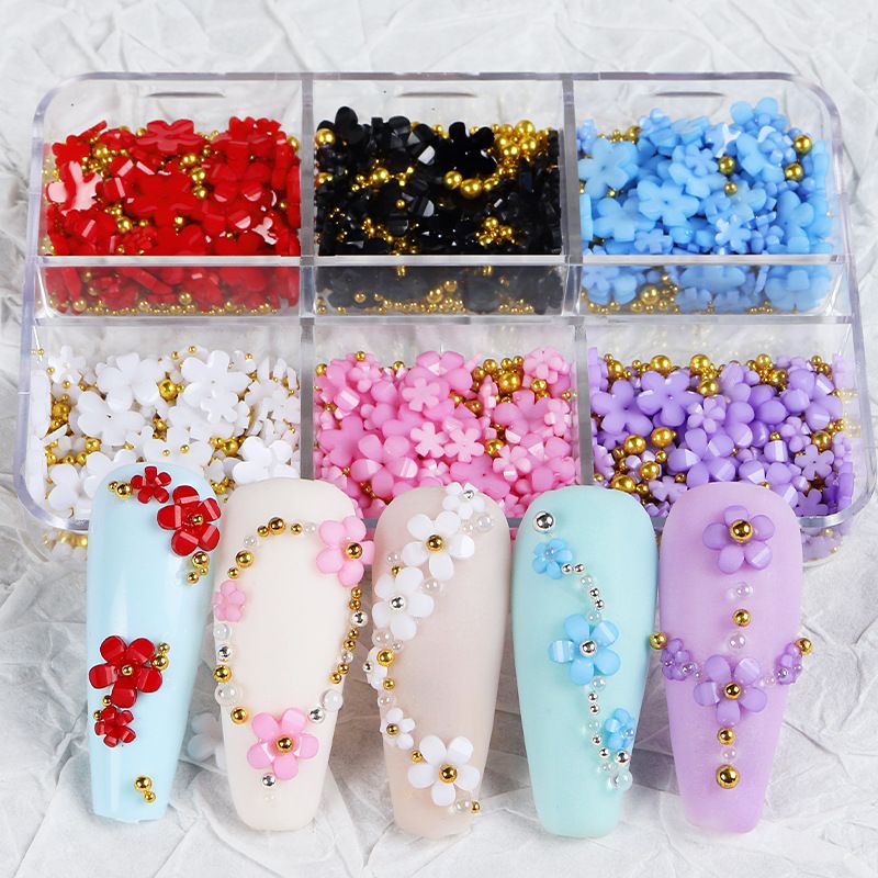3D Flower Petal Nail Art Decoration Beads Mixed Size Rhinestones Gems DIY Charms Nail Design 7 Styles B2-794