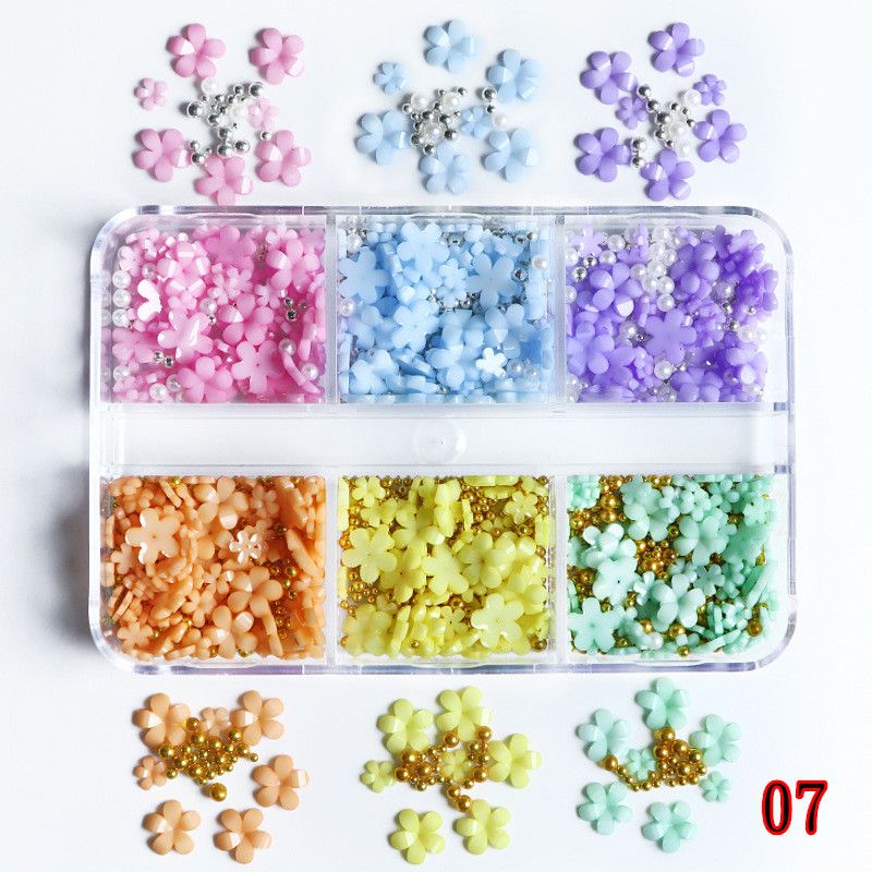3D Flower Petal Nail Art Decoration Beads Mixed Size Rhinestones Gems DIY Charms Nail Design 7 Styles B2-794
