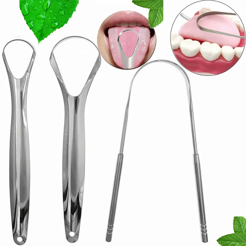 3pcs Stainless Steel U-Shape Tongue Cleaner Set - Effective Tongue Coating Remover, Oral Hygiene Tools, Easy-to-Use Mouth B2-699-1