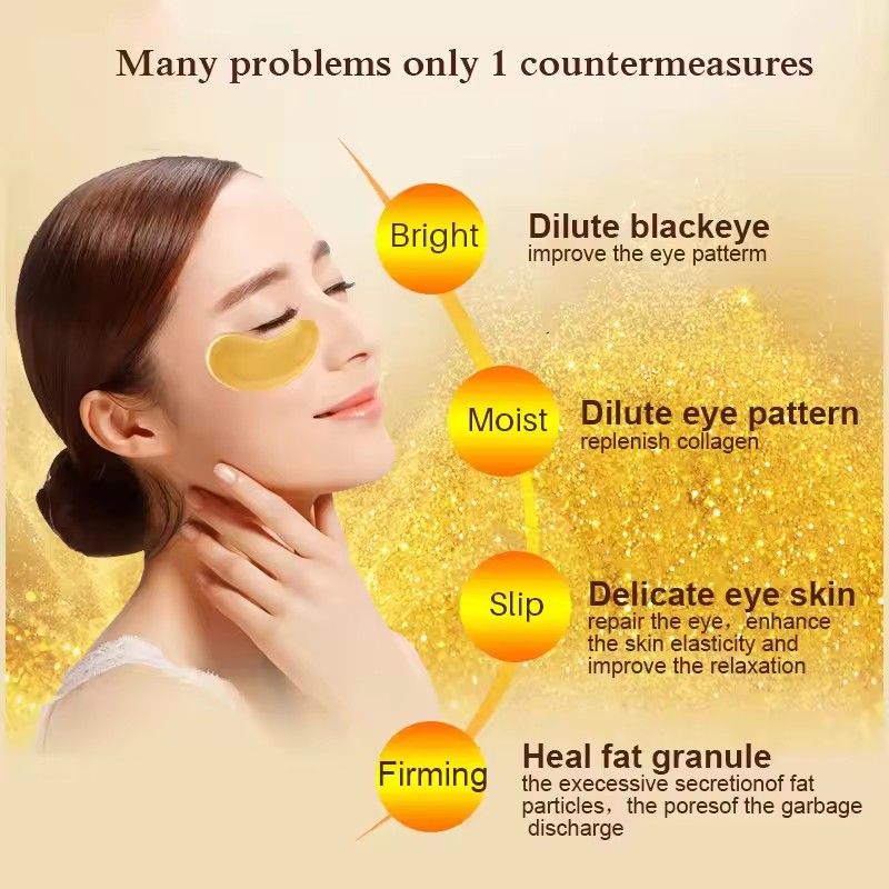 5Pairs Crystal Gold Eye Patches Anti Dark Circles Remove Eye Bags Moisturizing Golden Collagen Eye Mask Skin Care Eyes B2--107