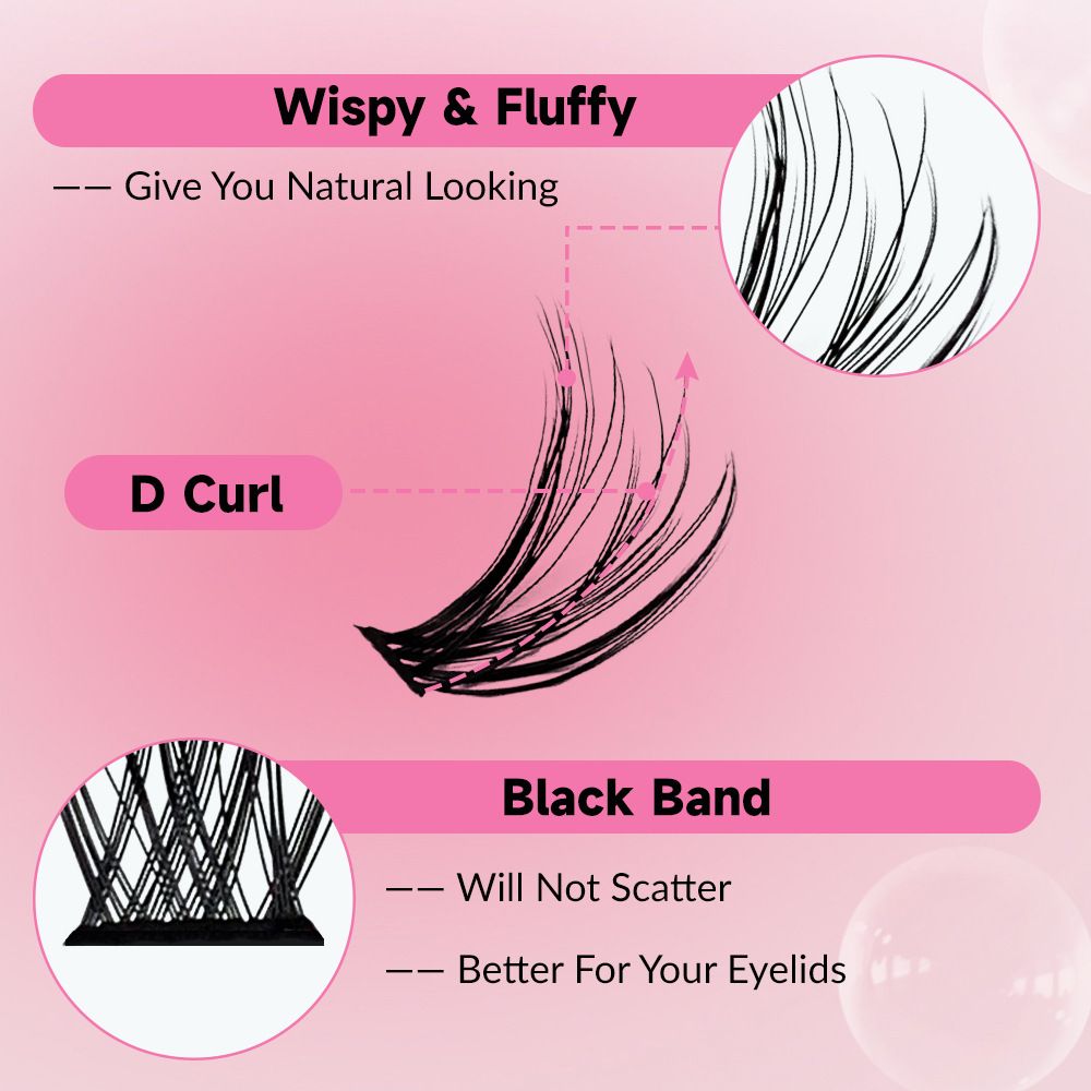 DIY Individual Lashes D Curl Fluffy Cluster Lashes DIY Eyelash Extension B2-954