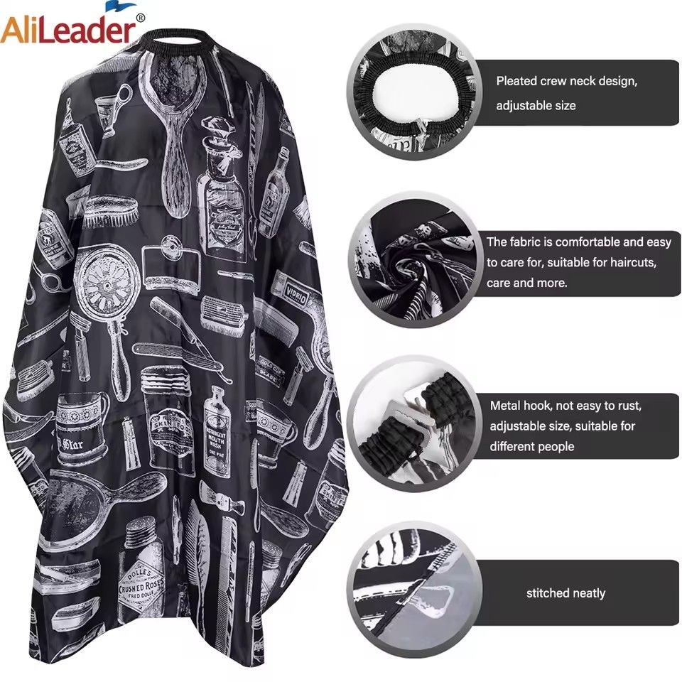 Black Barber Cape Large Hair Cutting Salon Cape Waterproof Shampoo Capes With Adjustable Neckline Haircut Apron For Women Men