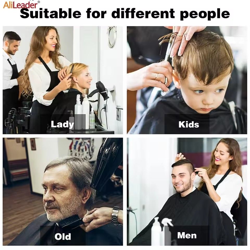 Black Barber Cape Large Hair Cutting Salon Cape Waterproof Shampoo Capes With Adjustable Neckline Haircut Apron For Women Men