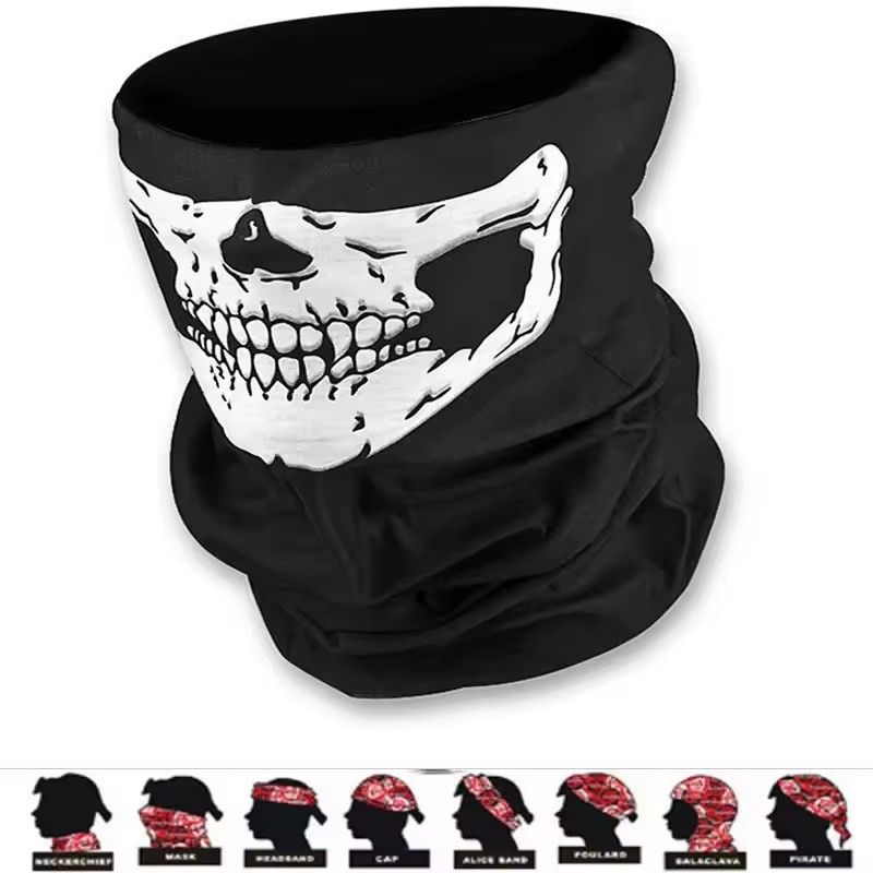 Running Bandana Outdoor Sports Equipment Cycling Face Mask Headwear Halloween Skull Wrap Scarf Warm Washable Headband Breathable D3--3