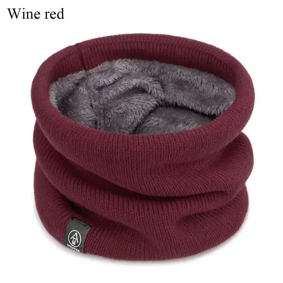 Solid Winter Plush Muffler Woolen Knitting for Women Fleece Ring Bandana Scarf Neck Warmer Buff Thick Cashmere Headband Ski Mask