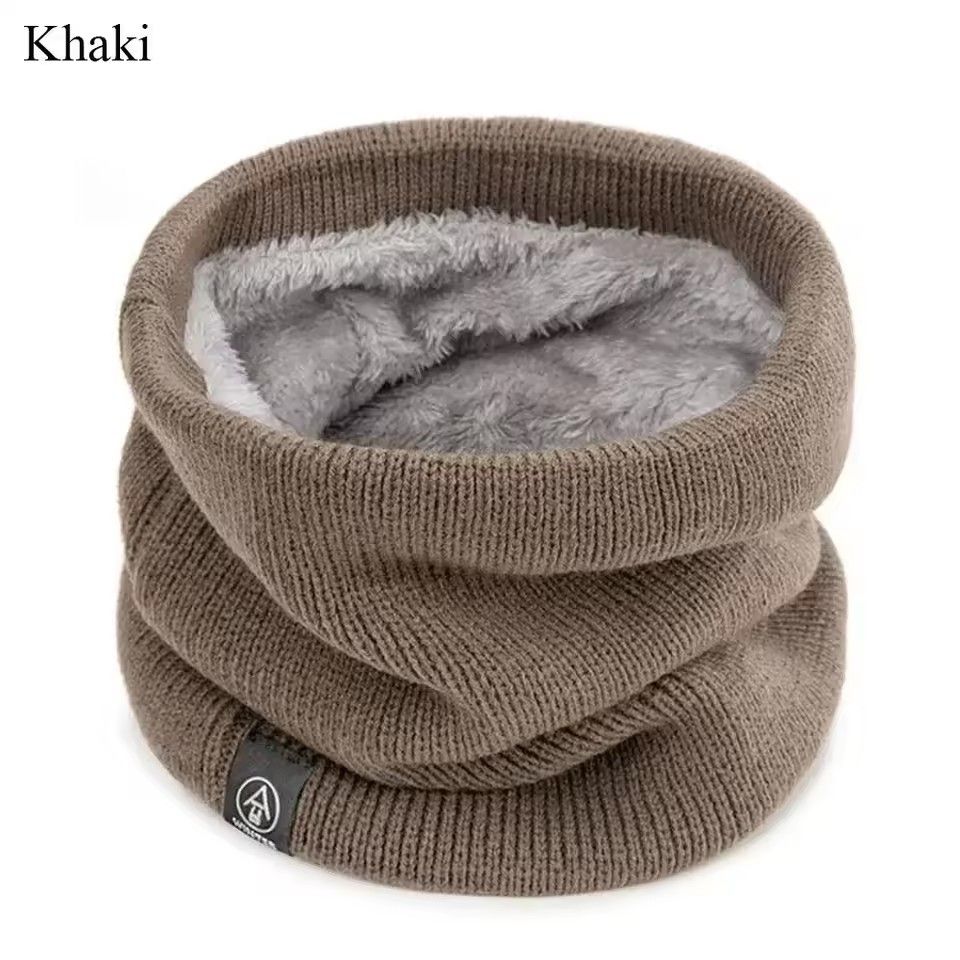 Solid Winter Plush Muffler Woolen Knitting for Women Fleece Ring Bandana Scarf Neck Warmer Buff Thick Cashmere Headband Ski Mask