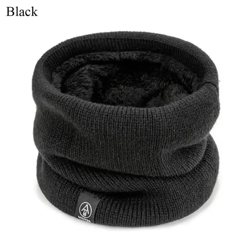 Solid Winter Plush Muffler Woolen Knitting for Women Fleece Ring Bandana Scarf Neck Warmer Buff Thick Cashmere Headband Ski Mask