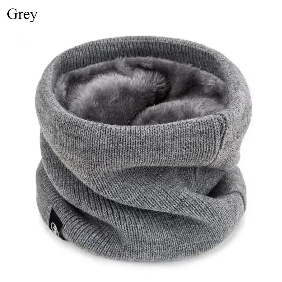 Solid Winter Plush Muffler Woolen Knitting for Women Fleece Ring Bandana Scarf Neck Warmer Buff Thick Cashmere Headband Ski Mask