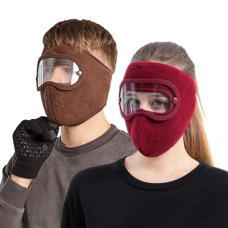 Autumn Winter Warm face shield Breathable Polar Fleece Outdoor Riding Windproof HD Goggles Anti-fog Mask For Men Women FZ-428